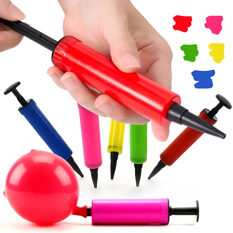 5 Stück Handballonpumpe, tragbarer manueller Luftaufblasapparat für Karneval, Geburtstag, Hochzeit, Party, Dekoration, bunte aufblasbare Utensilien XJM