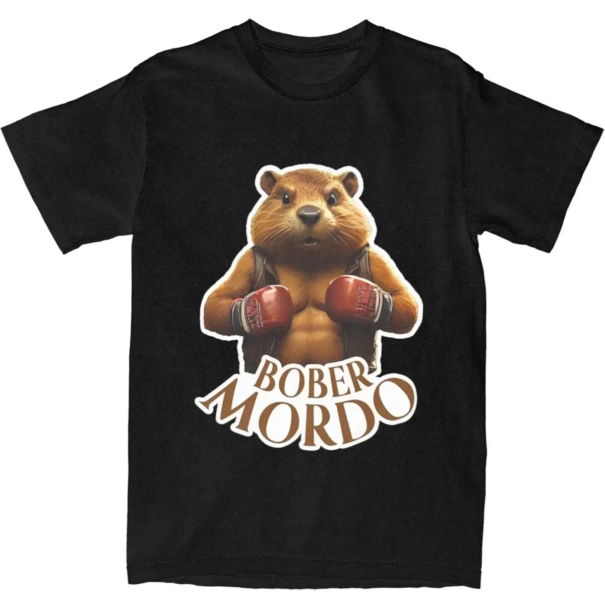 Funny Boxing Beaver Polished Bober Mordo Cotton T-shirt for Men Women Bobr Kurwa Novelty Summer Cotton Cartoon Men Printed Tees