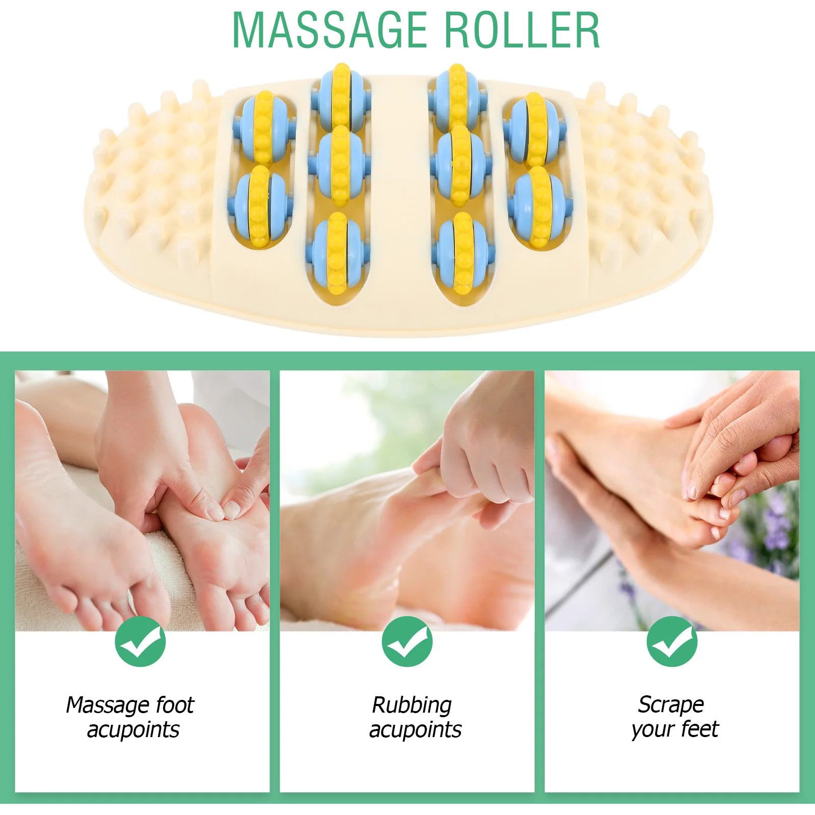 

Массажер Прочный полипропиленовый гладкий безопасный дизайн для акупунктурных точек, ног, спины, рук, ног, пластиковый массажер для ног, роликовый инструмент