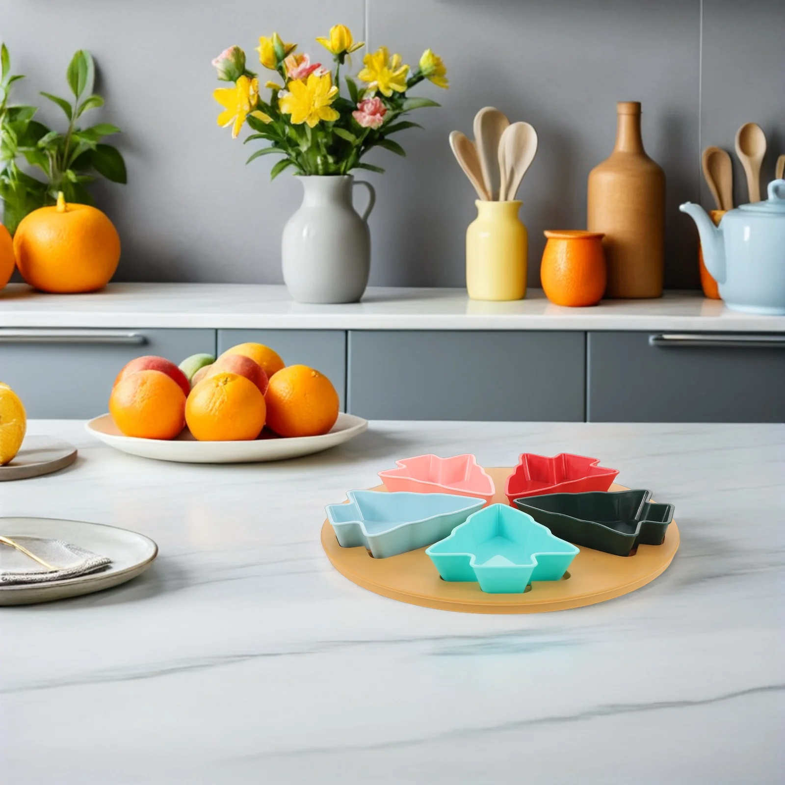 

1Set Christmas Tree Shaped Platter Festive Divided Food Tray for Desserts Treats Snacks Organized Serving Bowl Ideal for Xmas