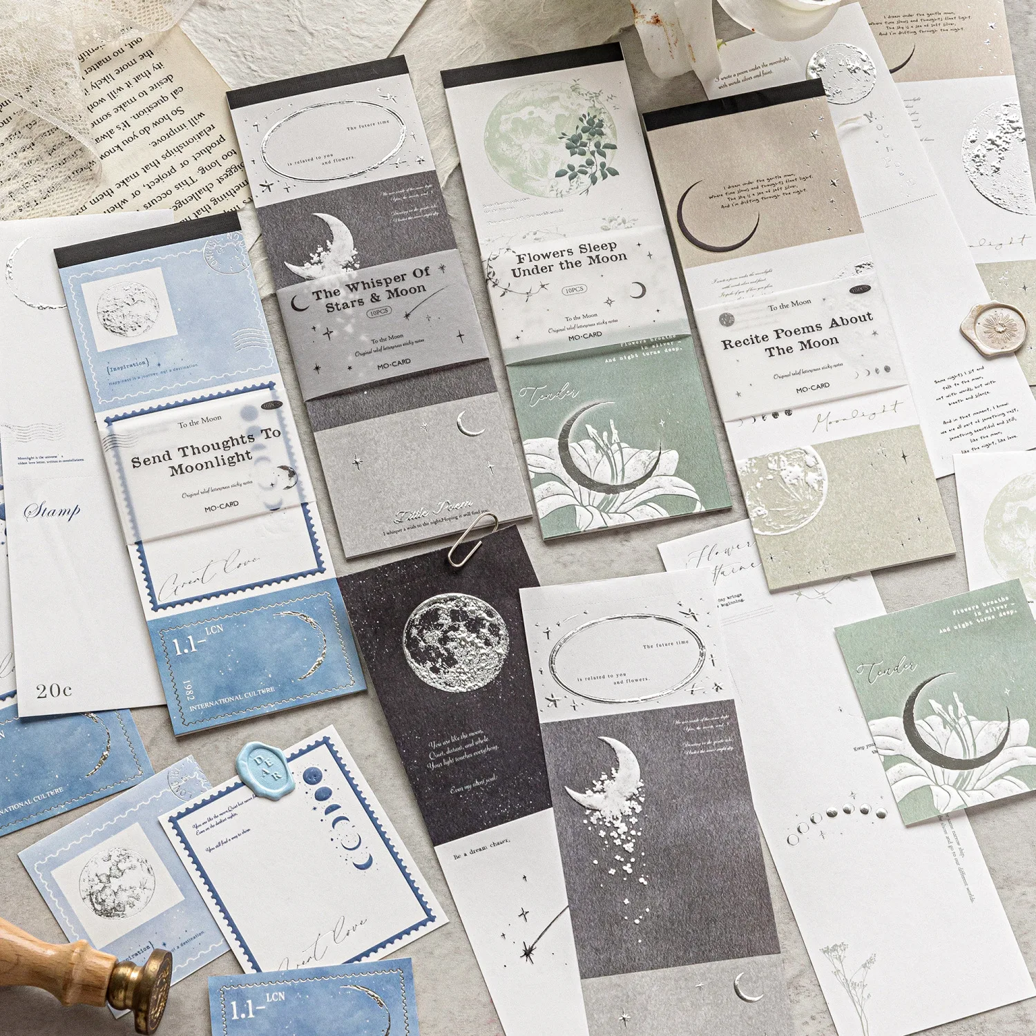 24sets/lot Memo Pads Material Paper To the Moon Junk Journal Scrapbooking Cards Retro Background Decoration Paper