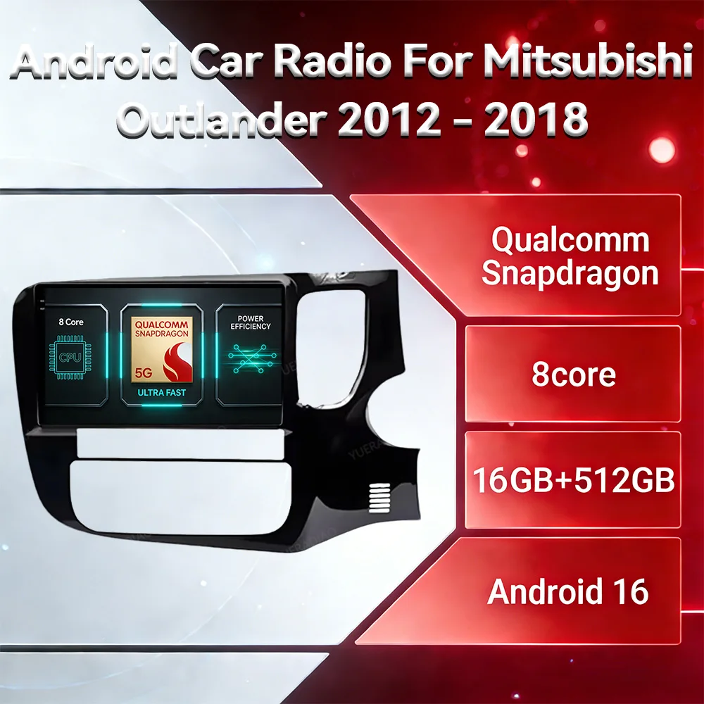 Android 16 Car Radio For Mitsubishi Outlander 3 GF0W GG0W 2012 - 2018 GPS NAVI QLED 2DIN BT Multimedia Video Player Head Unit