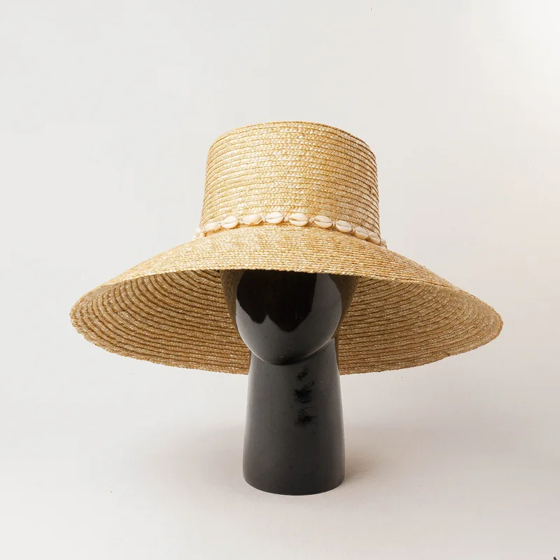 Fashion Flat Top Big Brim Beach Hats For Women Luxury Designer Brand Straw Sun Hats Large Wedding Hat Summer Bucket Hats