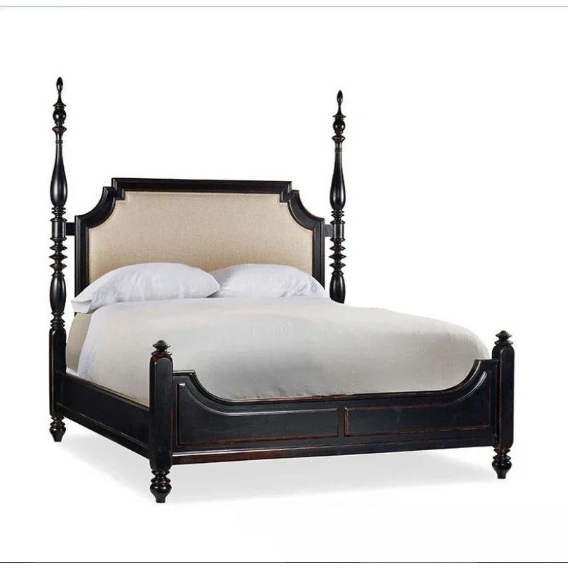 

American bedroom solid wood double bed, furniture wedding bed 1.5 * 1.8 meters box hydraulic , storage princess