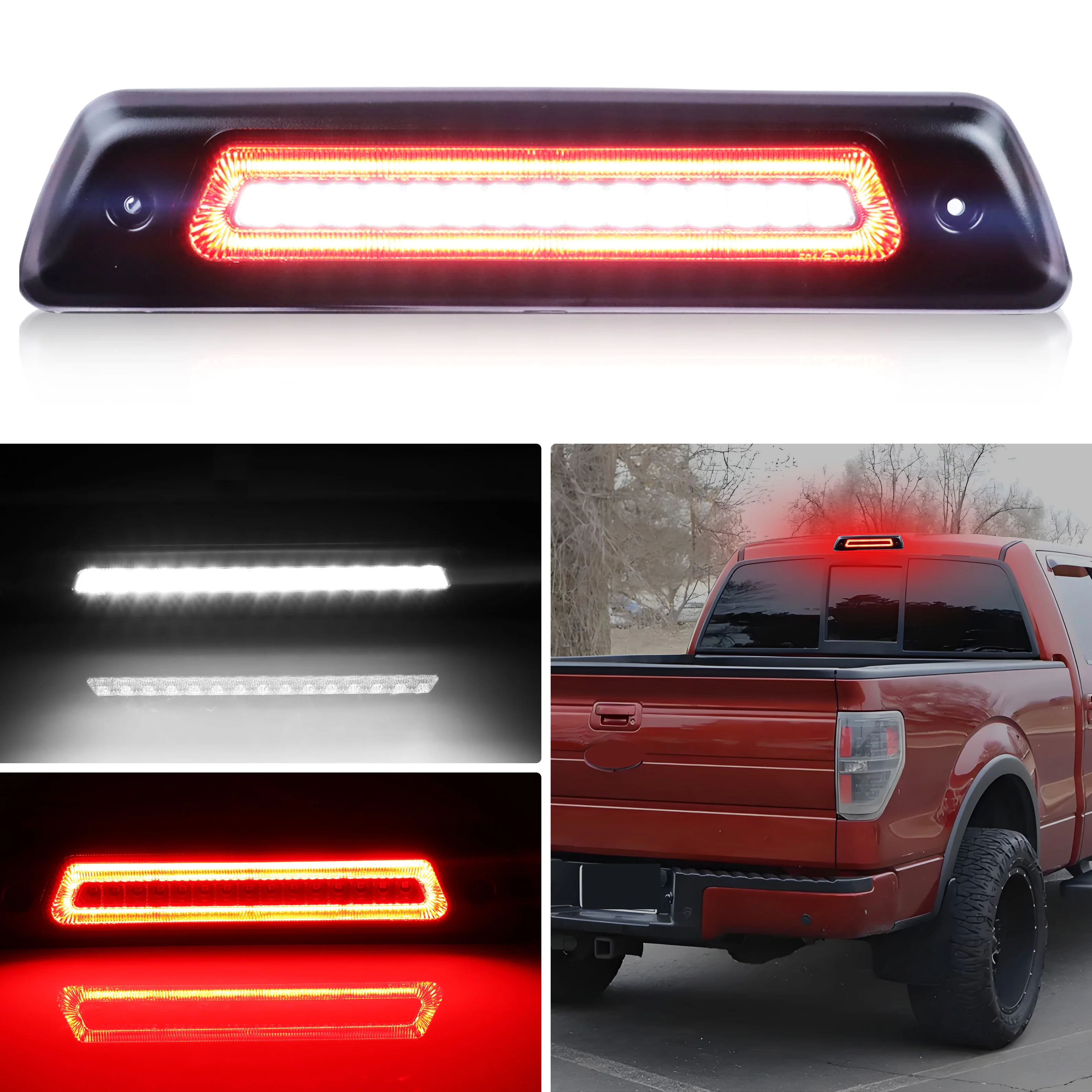 

1Pcs Rear High Mount Stop Light Tail Light 3rd Third Brake Light Cargo Light DRL LED For 2009 2010 2011 2012 2013 2014 Ford F150
