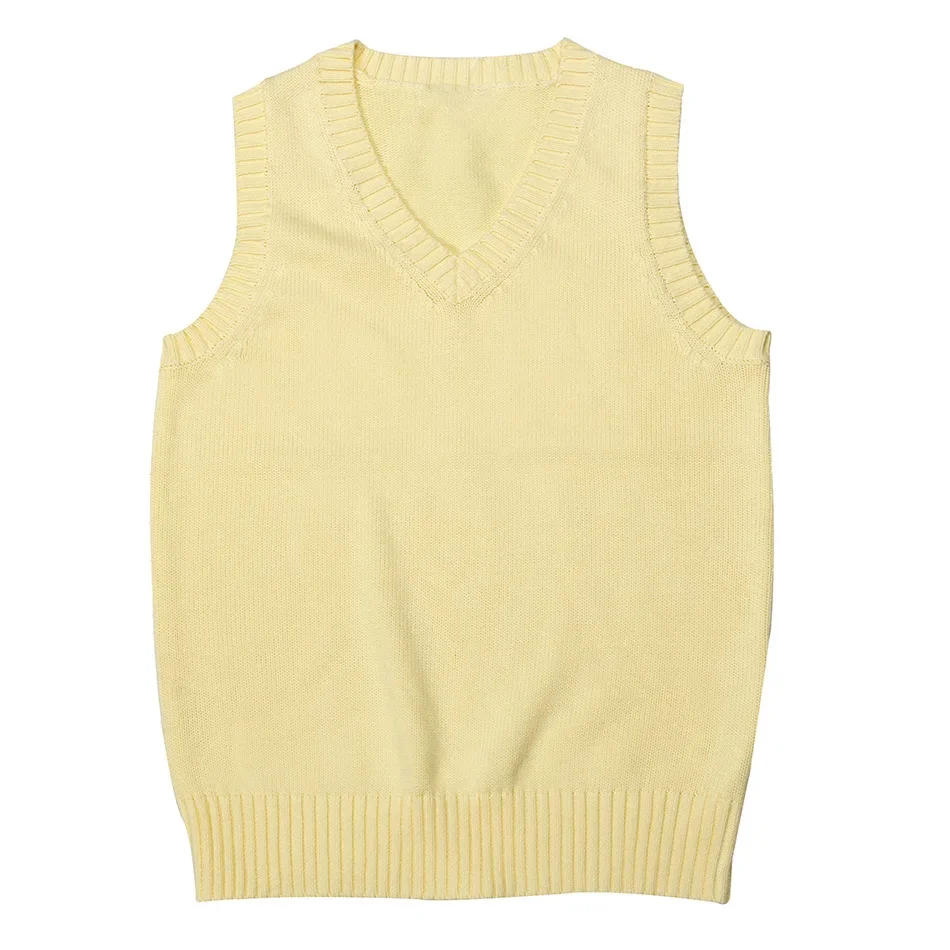 S 2XL School Classic Knit Vests Solid Color Seifuku Sleeveless Pullover Women Sweaters for JK Uniform Japanese Student Clothes