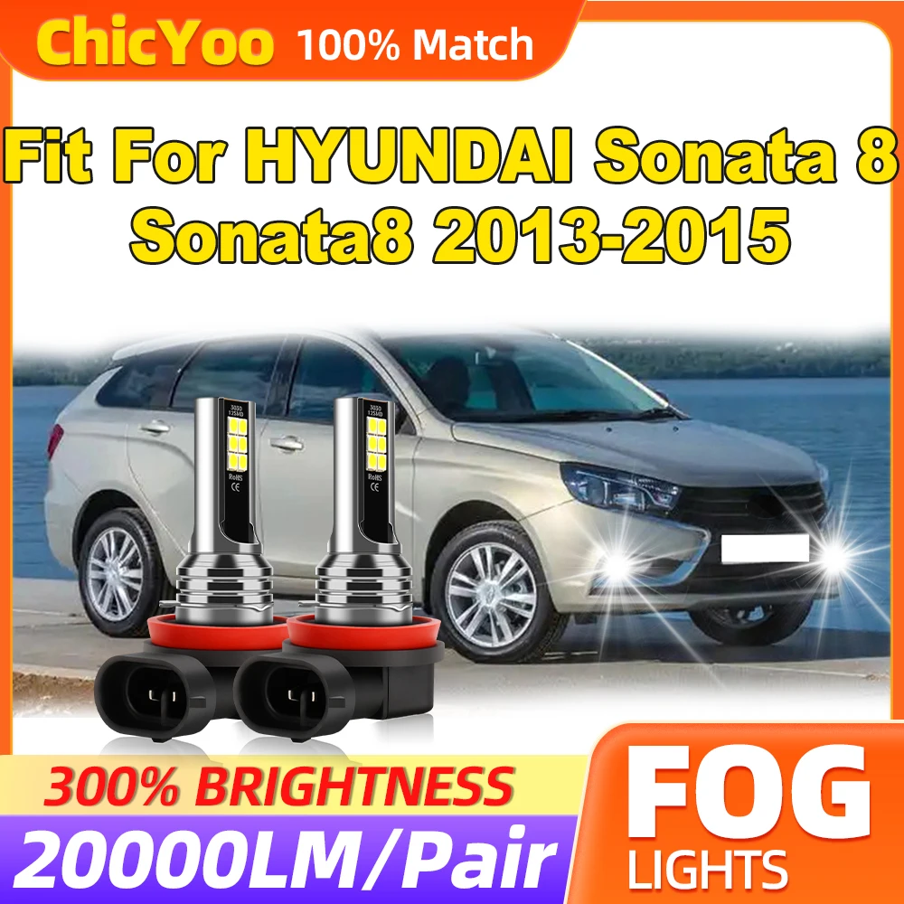 60W CSP Chips LED Fog Lights 20000LM Fog Lamps 12V 6000K White Plug And Play Fit For HYUNDAI Sonata 8 Sonata8 2013 2014 2015