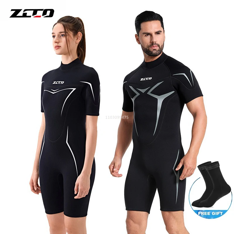 

3mm Men Diving Suit Neopreno Short Sleeve One-Piece Surf Suits Back Zip Skinsuits Wetsuit Spearfishing Scuba Diving Rash Guards