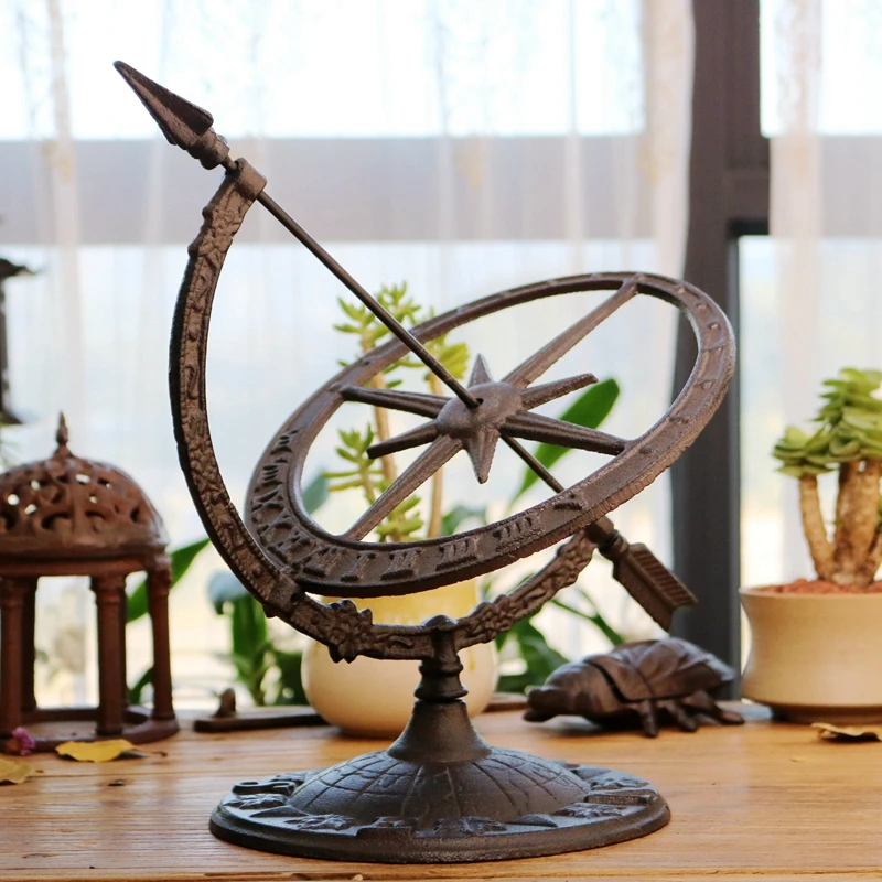 

Antique Rustic Cast Iron The Sun And The Star Gauge Figurines For Home Office Tabletop Decoration Gifts Handmade Retro Item