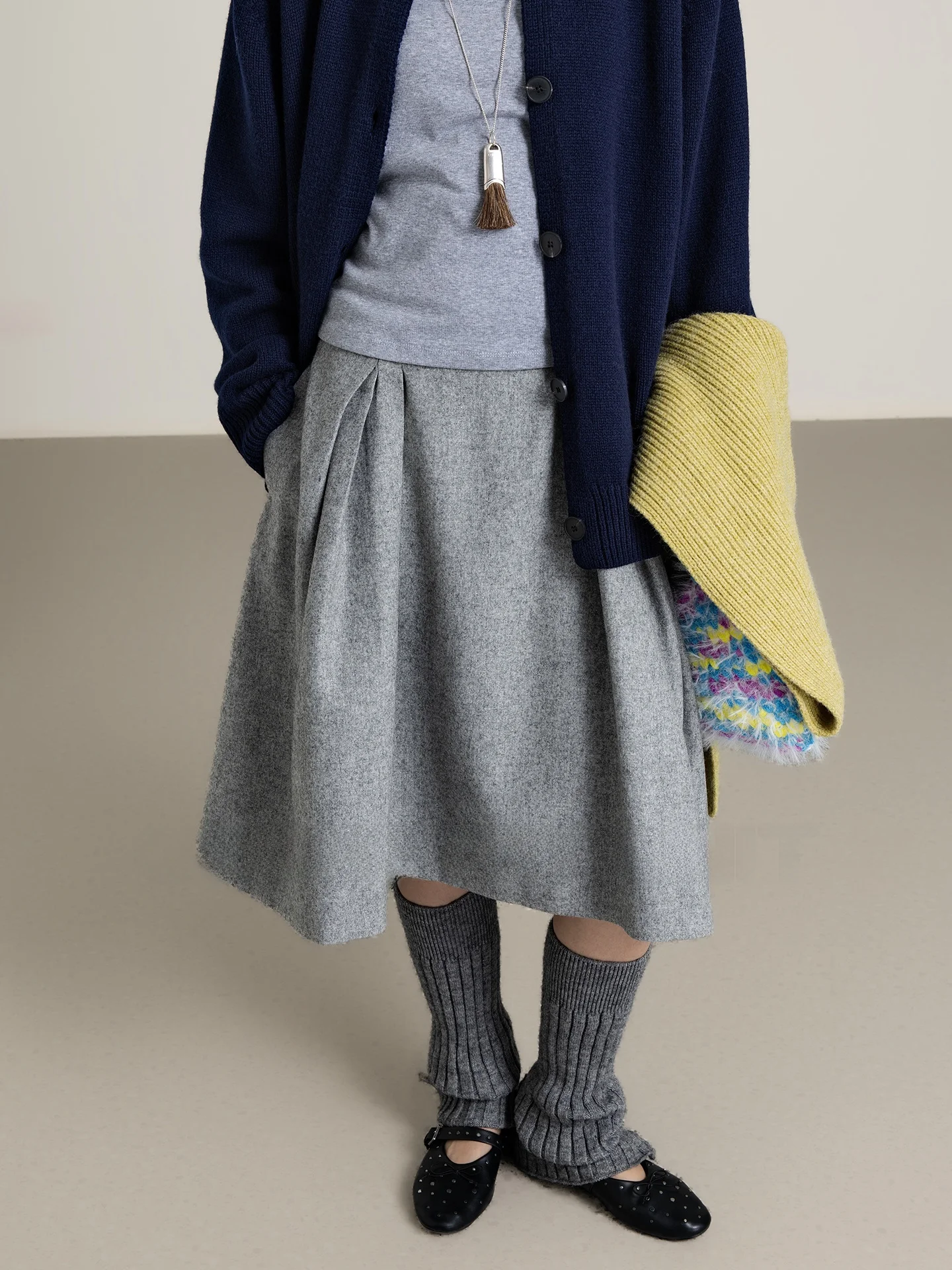 

Geometric Single ey Woolen Elastic Waist Skirt Autumn Winter New Sle Hip Concealing Slim A-Line Knee-Length Flower B...