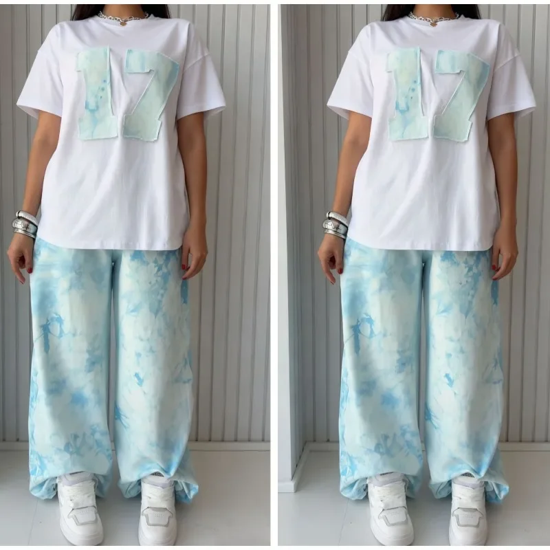 

Customized African Fashion New Design Two Piece Set Women Spring Autumn Patchwork Short Sleeve Top And Cargo Pants Set