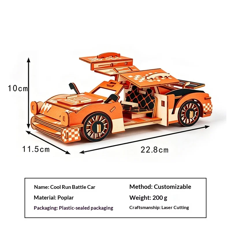 Custom Diy Wooden 3D Puzzle Handmade Assembly Model Cool Racing Car Educational Craft Toy For Adults Hobby Decoration