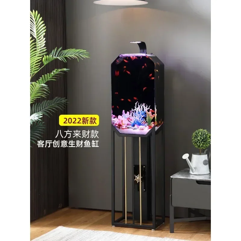 Aquarium Fish Tank Living Room    New Creative Floor Ecological Red  round   Small