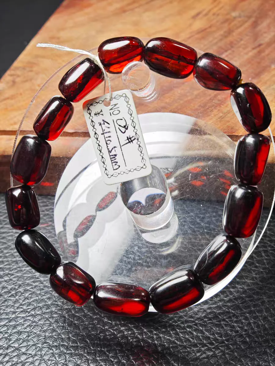 Natürliche Blut Rot Bernstein Perlen Armband Frauen Männer Stretch Bernstein Armband 10x8mm Seltene Geschenk Schmuck AAAAA