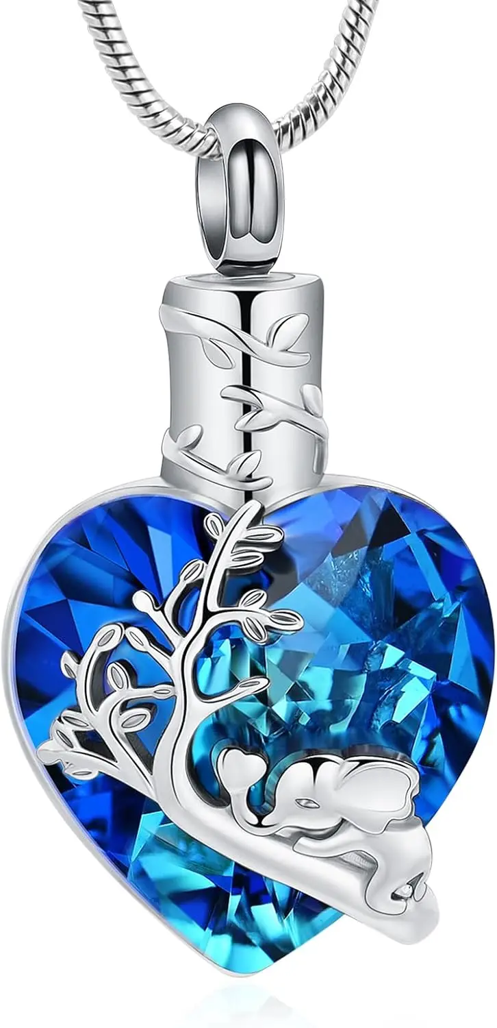 

Ожерелье-урна в форме сердца слона для праха, кремационное украшение для женщин и мужчин, мемориальное ожерелье из нержавеющей стали, держатель для человеческого праха