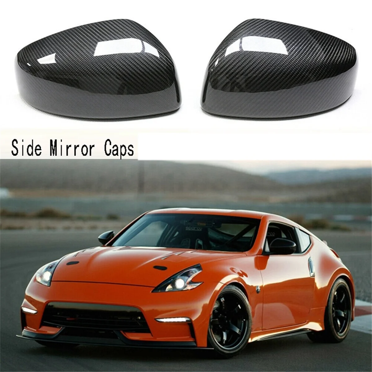 

1 Pair Rearview Mirror Cover Carbon Fiber Side Mirror Caps for Nissan 370Z Z34 2009-2019—L48A