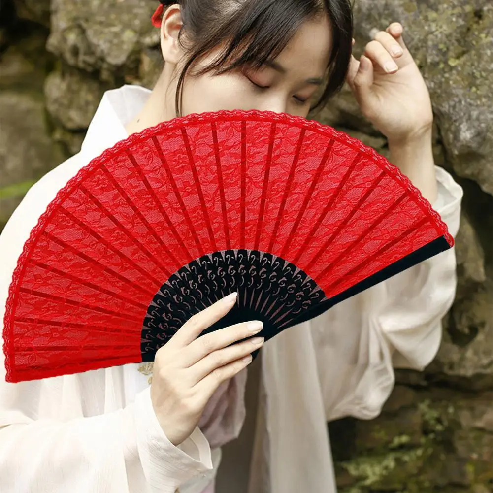 Lace Wood Fan Chinese Folding With Tassel Portable Bamboo Silk Fan Weddings Gifts Parties Handheld Fan Home Decor Gifts