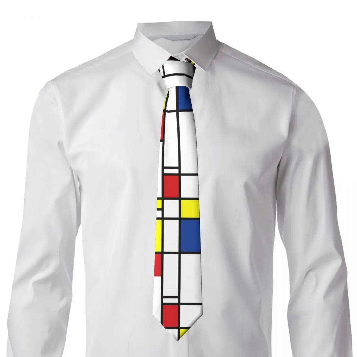 Geometric De Stijl Tie Mondrian Minimalist 8CM Printed Neck Ties Accessories Business For Man Blouse