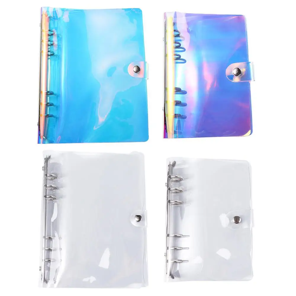 A5 A6 Laser PVC Transparente 6-Hole Folhas Soltas Binder Cover Notebook Diário Agenda Planejador Capa De Papel Papelaria Escolar