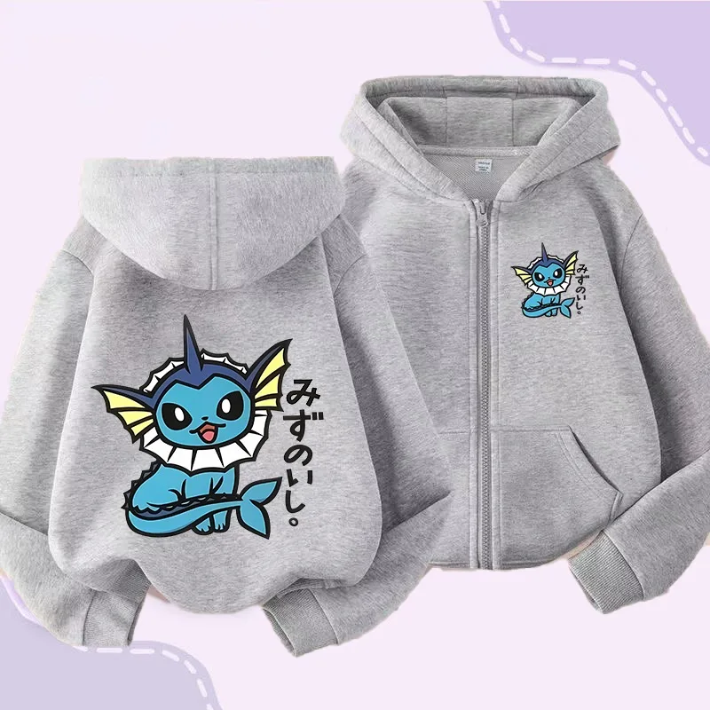 

Детская толстовка-кардиган Pokemoned Boy с молнией, мультяшный аниме-принт, модная детская худи-куртка, милая домашняя одежда, топы, подарок на день рождения