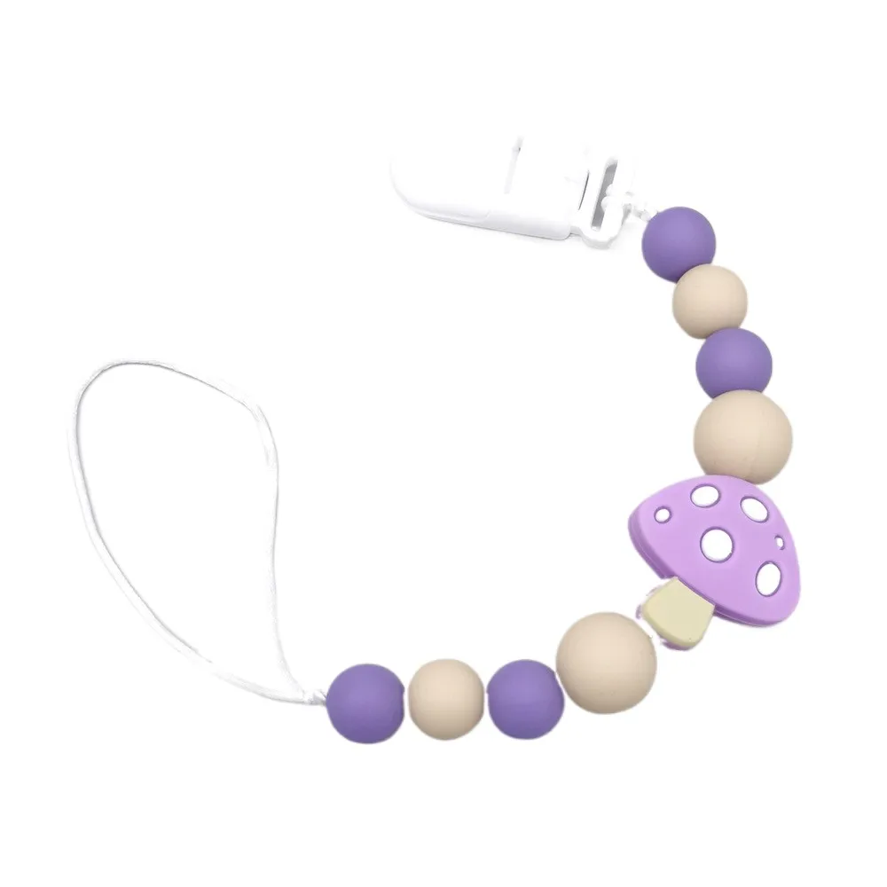 

Грибной силиконовый зажим для детской соски, поводок-держатель для детской соски без BPA, милая цепочка-пустышка, игрушка для прорезывания зубов для новорожденных и малышей