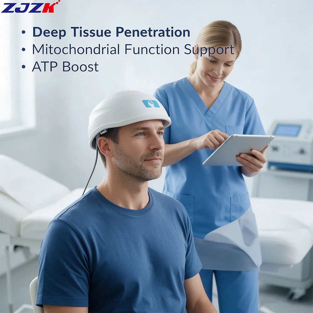 ZJZK 40Hz Biophoton Therapy Helmet 810nm 448 Diodes 1-20000Hz NIR Brain Stimulator for Anxiety Depression Alzheimer Depression