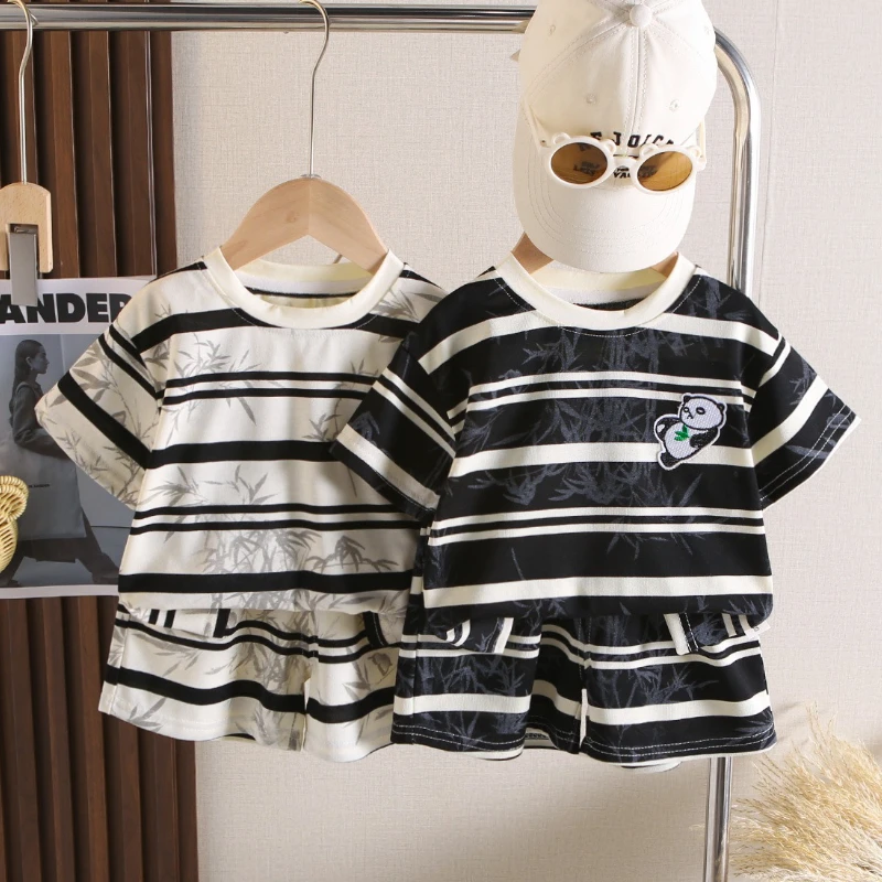 

New Summer Baby Boys Clothes Children T-Shirt Shorts 2Pcs/Set Kids Girls Clothing Suit Infant Striped Costume Toddler Tracksuits