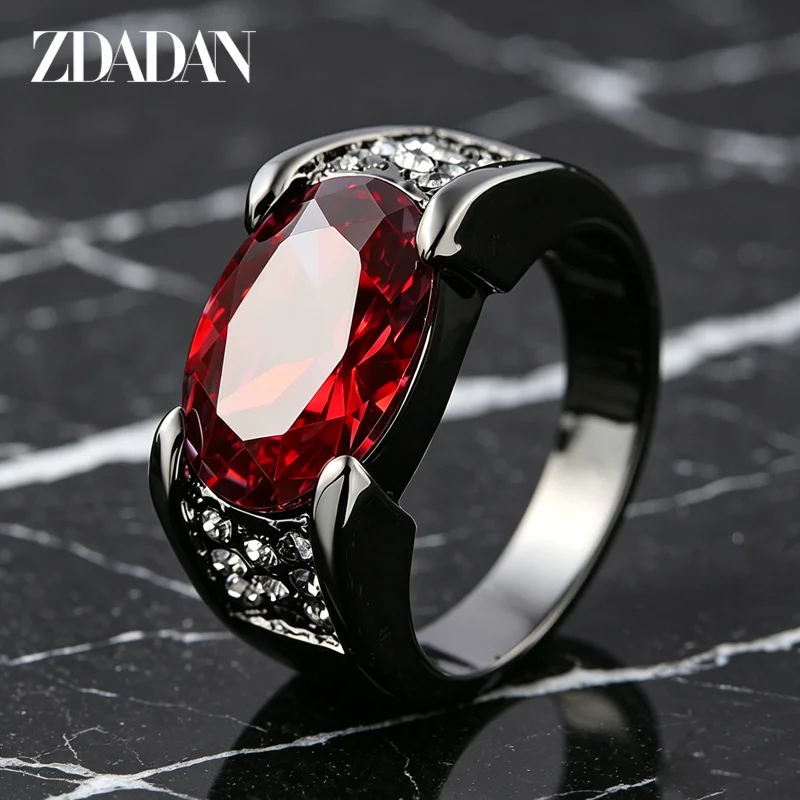 Zdadan Neuankömmling Sterling Silber rot lila Kristall ring für Männer Frauen Schmuck Party Geschenk