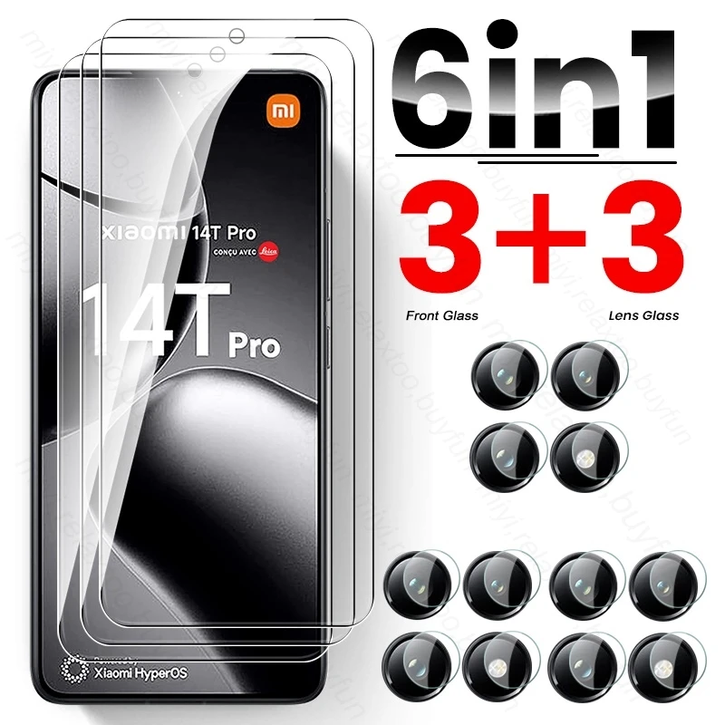 6 In 1 Camera Glass for Xiaomi 14T Pro 5G Case Tempered Glass Screen Protector on Xiomi Xiaomy Mi 14T 13T 12T 11T 10T 9T Pro 5G