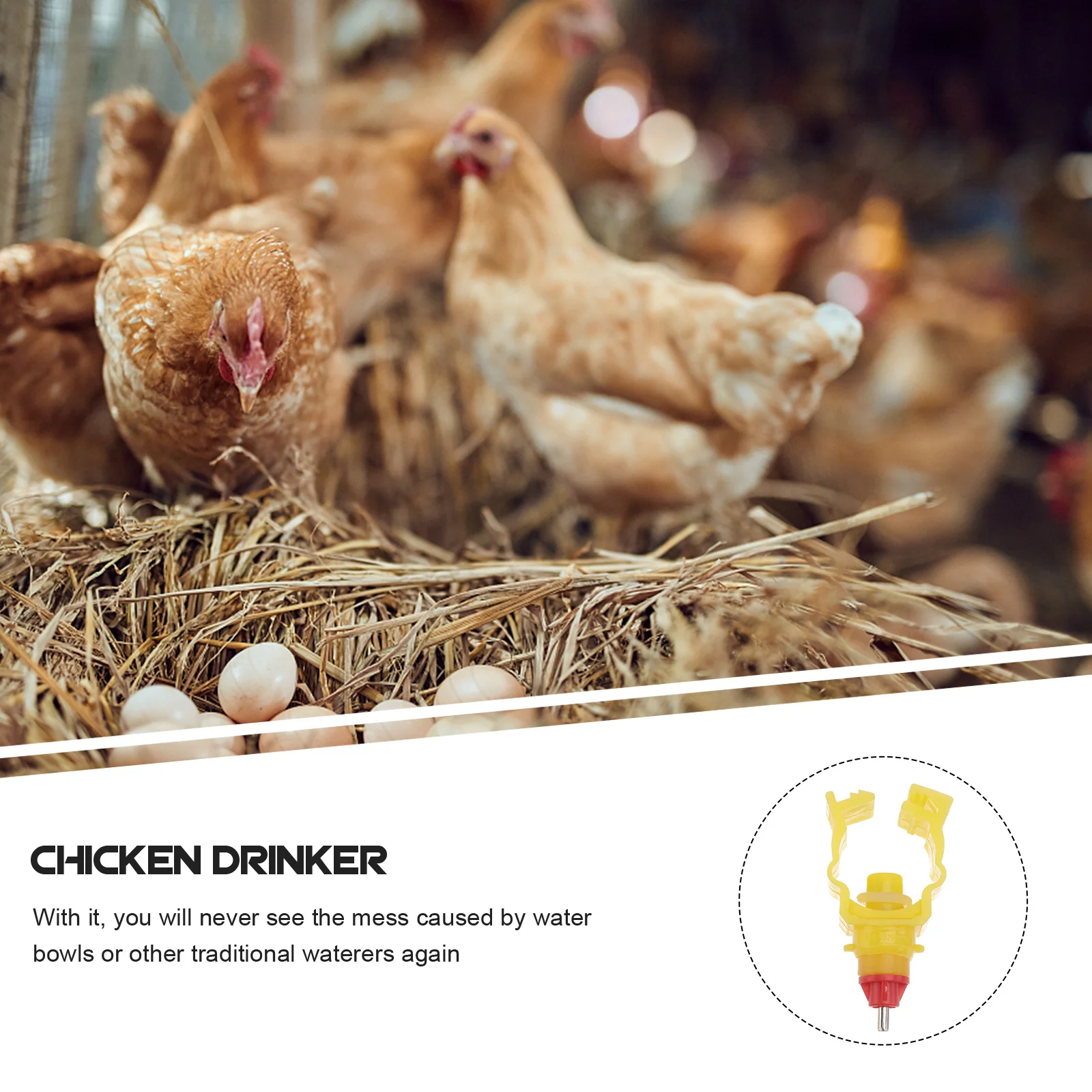 

6Pcs Automatic Chicken Water Feeder Spring Clip Poultry Bucket Drinker for Ducks Game Birds Poultry Water Feeder