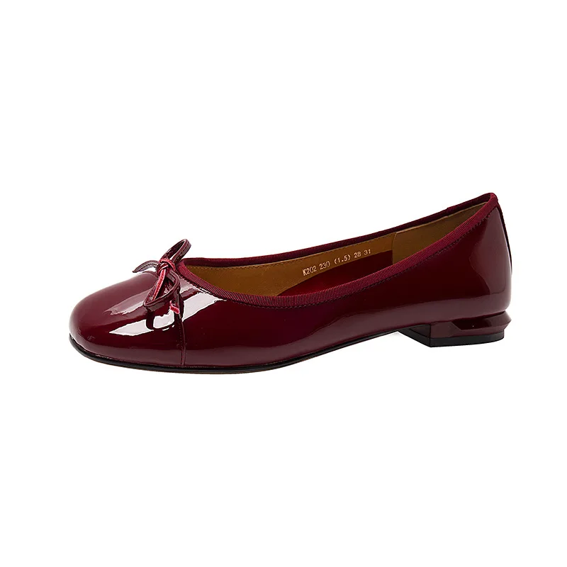 Damen elegante Wohnungen Schuhe Lack leder Damenschuhe rote Slipper Bowknot Damenschuhe neue Low Top Square Toe Ballett Damen schuh