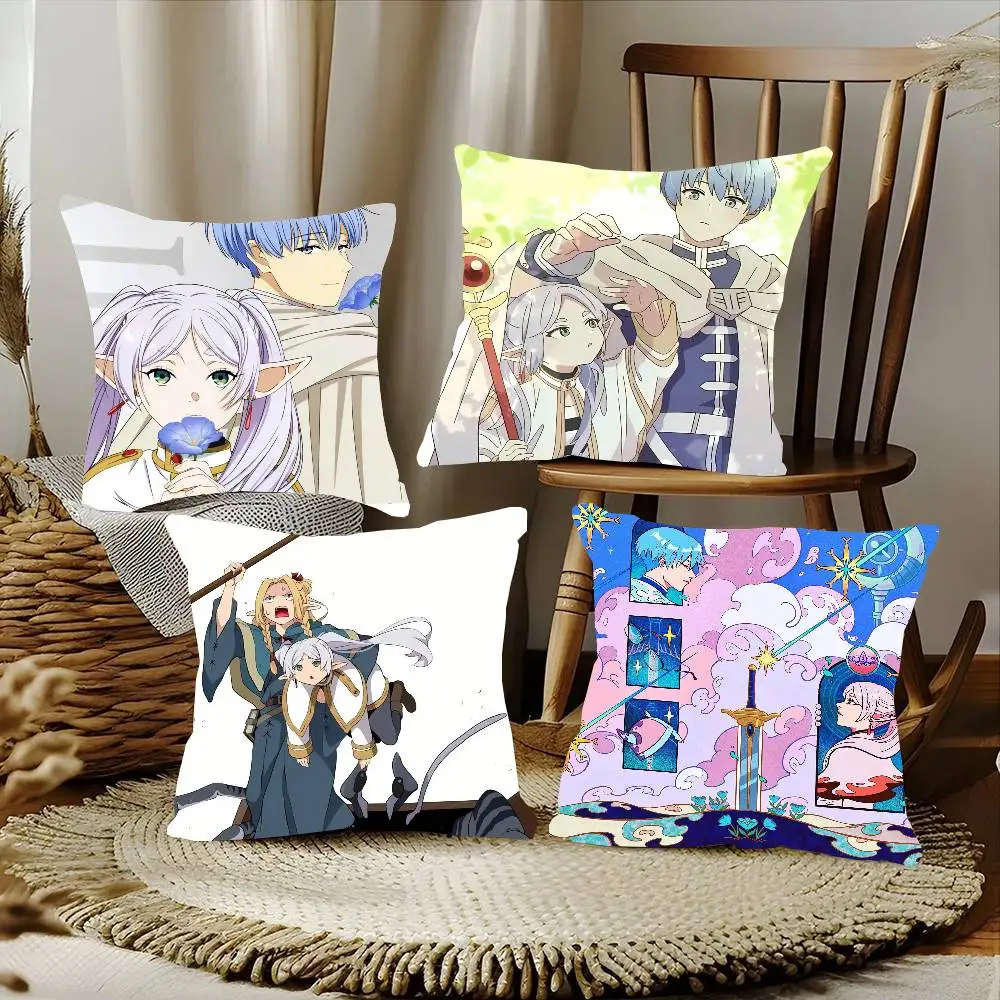 Animation Frieren Beyond Journeys End Pillow Case Fashion Square Pillowcase Bedroom Sofa Room Ins Decoration Leisure