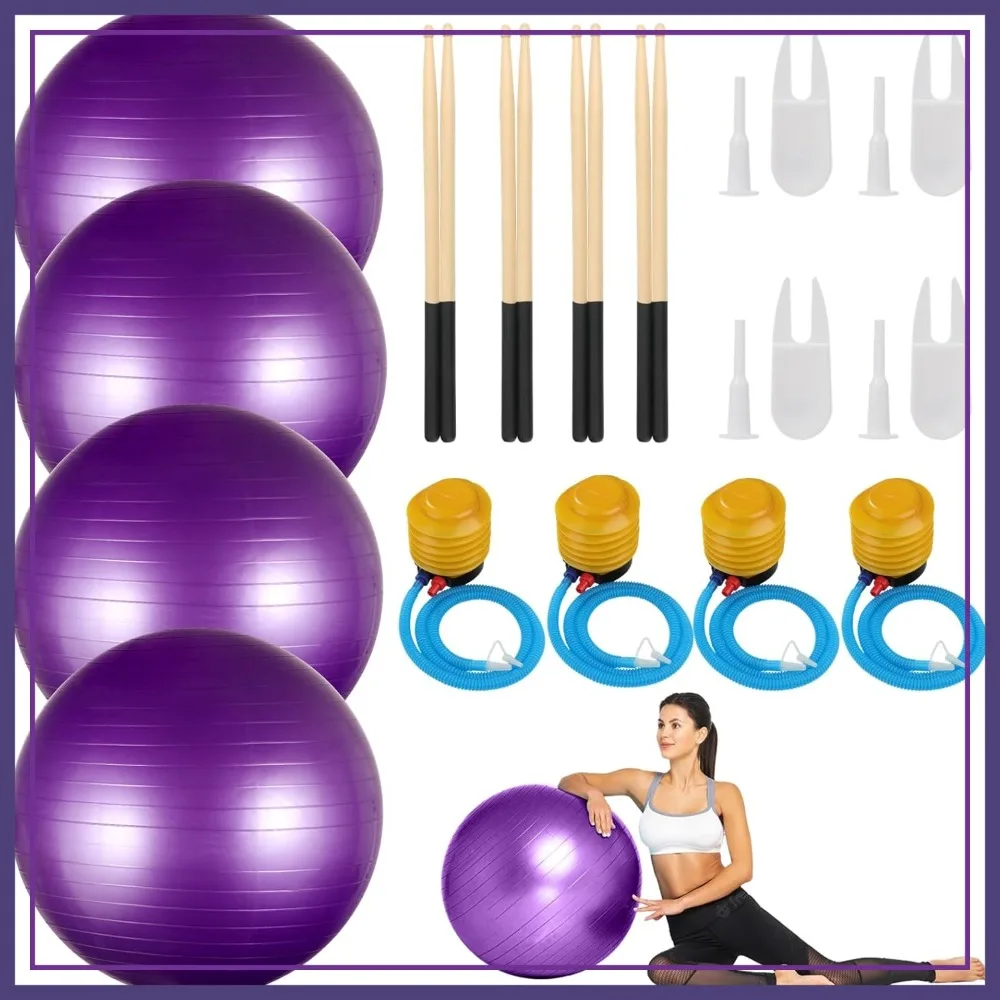 

Cardio Drumming Equipment Set: Fitness Balance Ball with Pump & Drumming Sticks for Aerobic Workouts, Stability, Pilates, Yoga