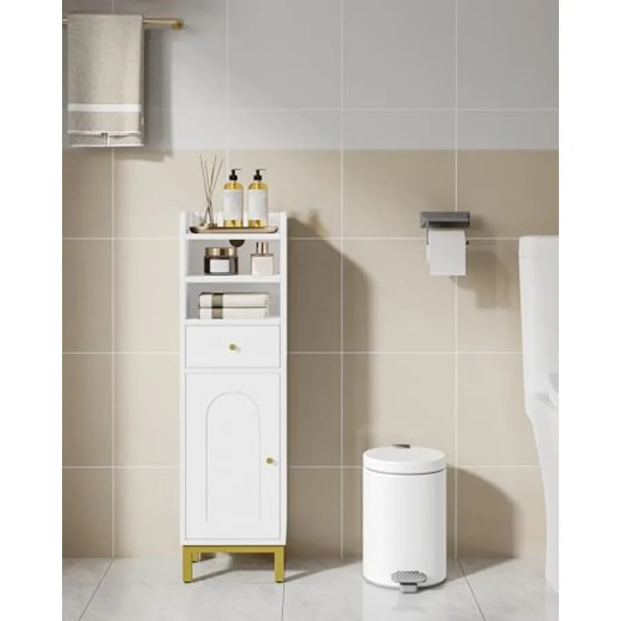 

Угловой напольный шкаф для ванной комнаты с ящиками и дверцами, узкий держатель для туалетной бумаги, органайзер для ванной с регулировкой