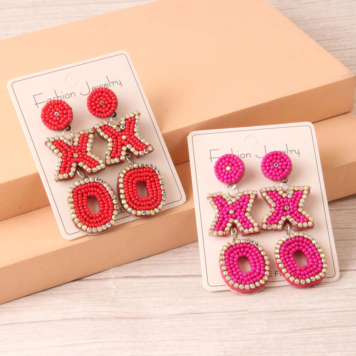 Beaded Heart Shaped Earrings - Handmade Statement Heart Dangle Earrings Gift for Valentine's Day and Mother's Day image 5