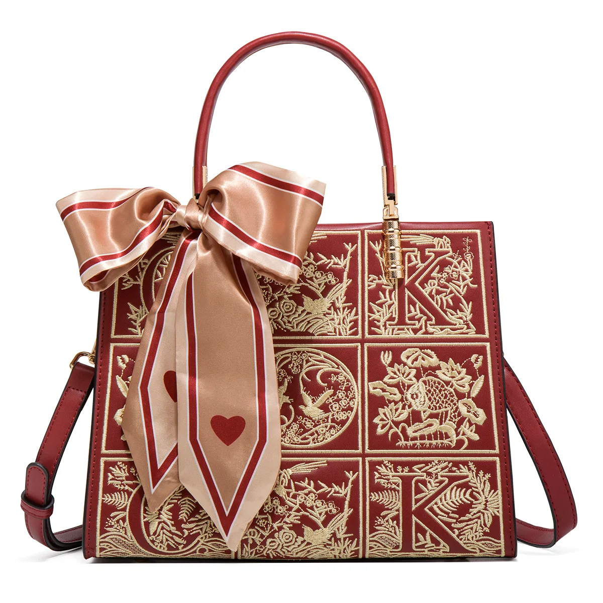 

Send Gifts Embroidered New Mother Red Wedding Bag Send Elders Mother-in-law Gift Handbag Crossbody Women's Bag