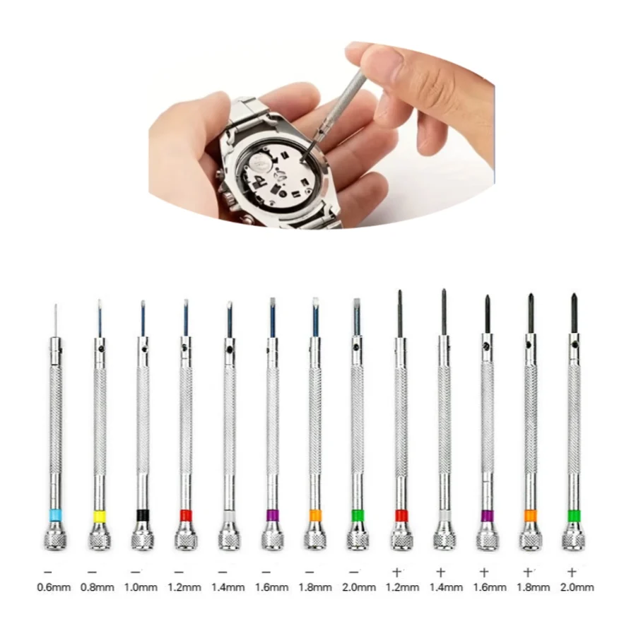 13Pcs Watch Repair Tools Screwdriver Set 0.6mm-2.0mm Flat Head Screwdriver Kit Professional Watchmakers for Watch Repair Tools