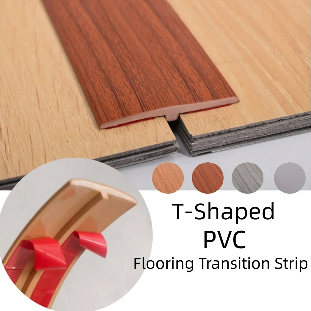 1 قطعة 1 متر/39.37 بوصة شريط انتقال الأرضيات البلاستيكية على شكل حرف T-سهولة التركيب، ختم عتبة متين للخشب الصلب والأرضيات المصفحة