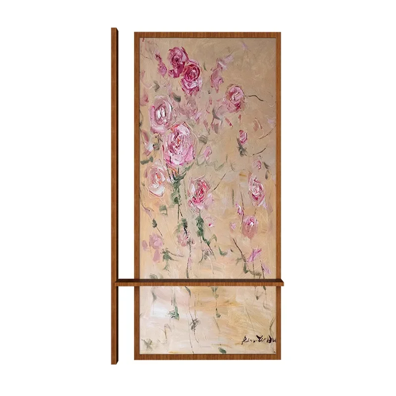 French medieval oil painting rose screen partition living room porch cover bedroom dining room multi-functional home seat screen