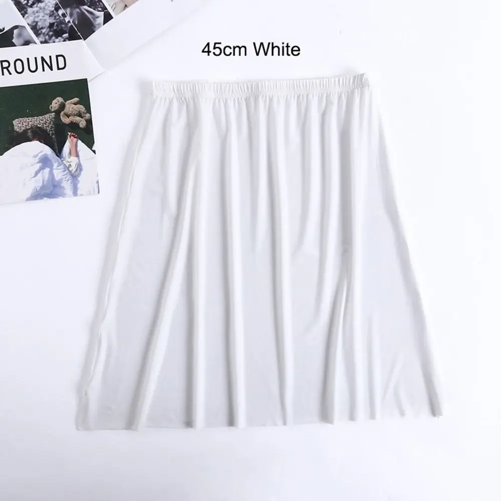 

Skirt Inside Petticoat Dress Solid Color Safety Underskirt Slips Women Long Petticoat Underskirt Half Slips Ice Silk Underskirt