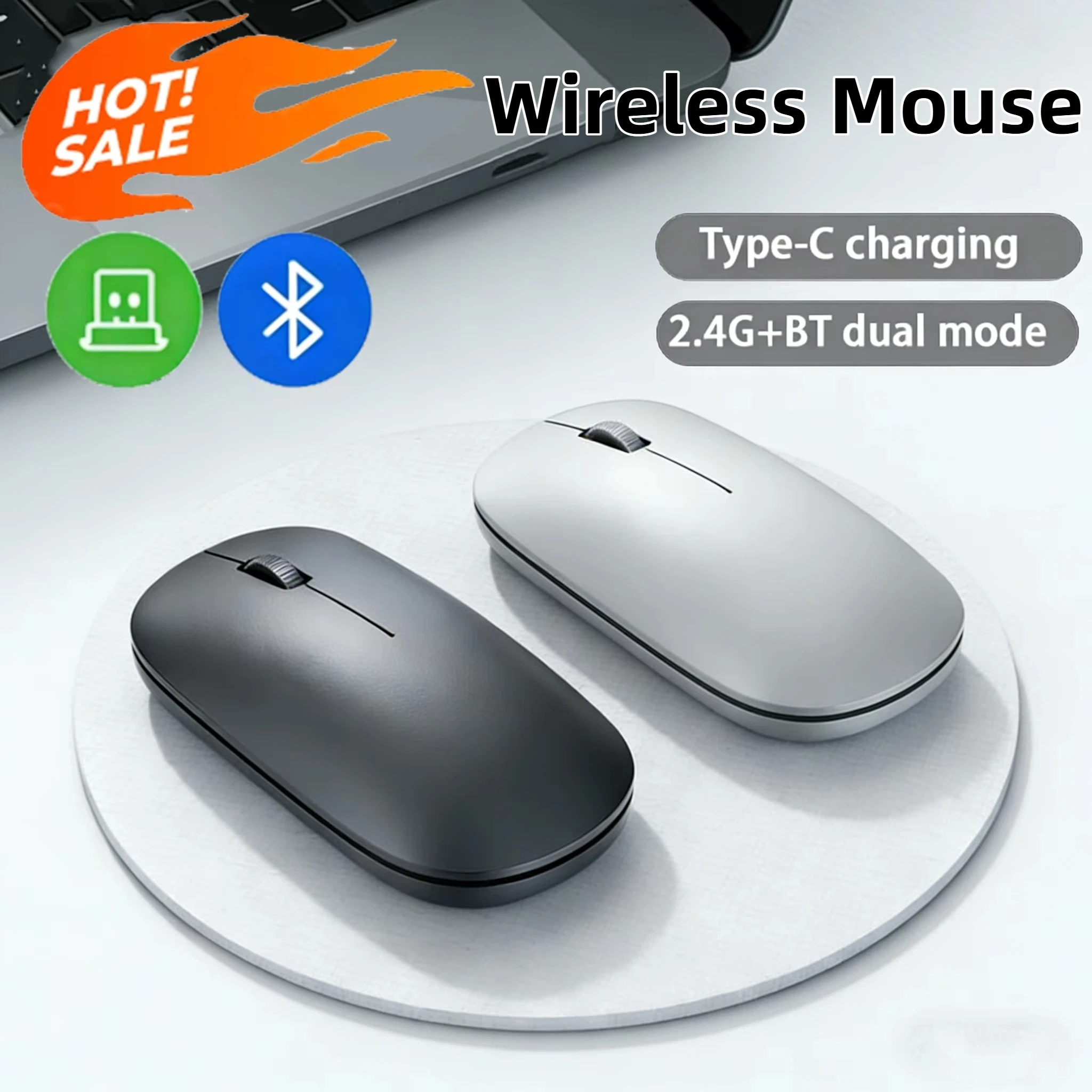 

Wireless Mouse Bluetooth Silent 2.4G Dual-mode Type-C Charging Ergonomic Morandi Portable Laptop Office Gaming Mouse 2026 New