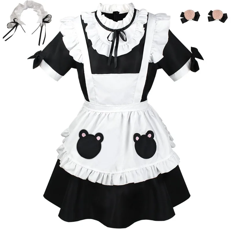 

2025 Japanese Kawaii Maid Lolita Cosplay Set | Anime Role-Play Dress with Frilly Apron, Cute Stage Performance Costume