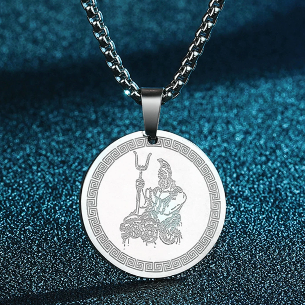 Hades con collar de Cerberus para hombre, collar de acero, amuleto de medallón, cadena de cuello, amuleto, regalo de joyería, el dios chtónico griego del submundo