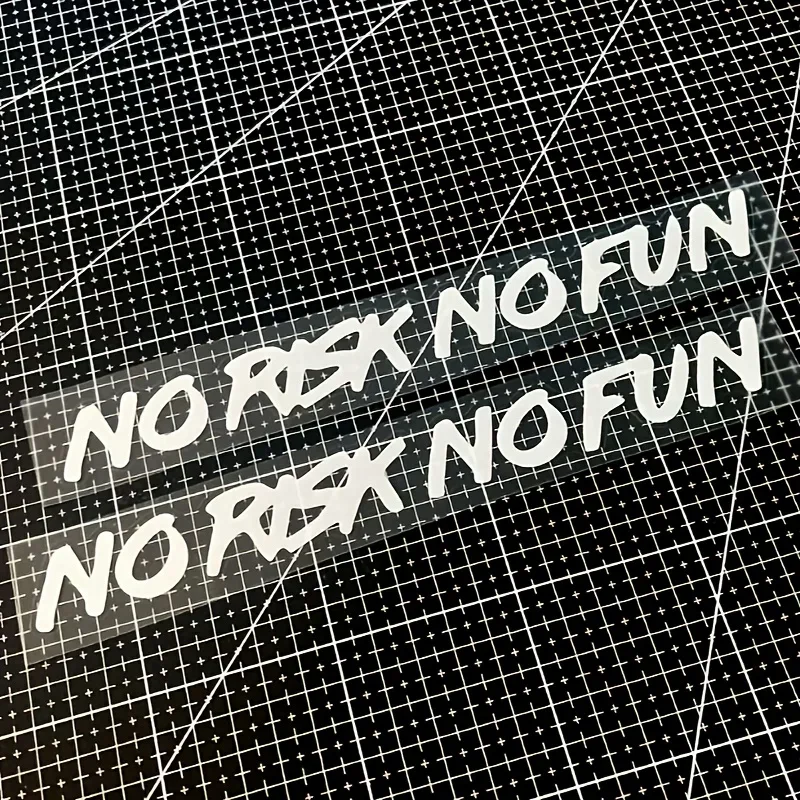 2PCS/Sheet No RISK No Fun Motorcycle Stickers Waterproof for Scooter Bicycle Car Bumper Window Self-adhesive Vinyl Decals