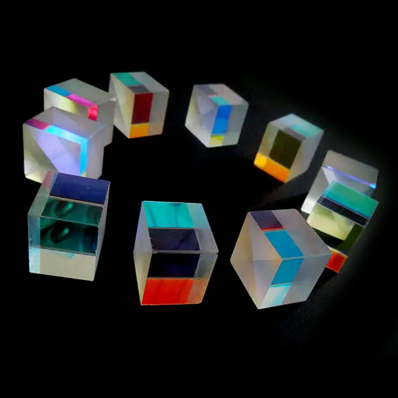 2PCS 2.2x2.2x2.2cm Optical Glass Educational Prism Defective prisma Dichroic X-Cube Glass Prisms RGB Combiner Decoration Glass