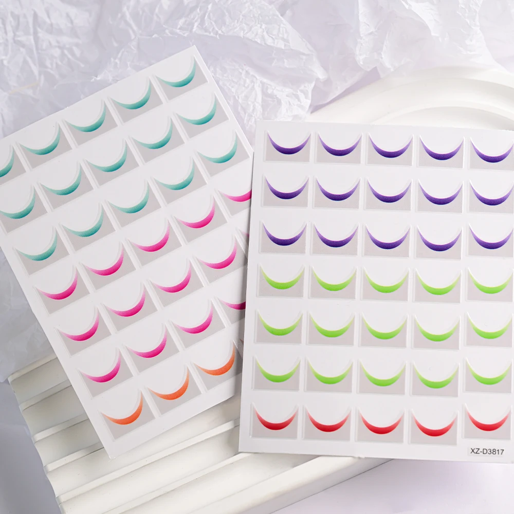 18pcs 3D สีสันลาย Line Transfer เล็บ Decals Gradient ภาษาฝรั่งเศสคําเส้นโค้งสติกเกอร์เล็บกาวคู่มือเจล Wraps S