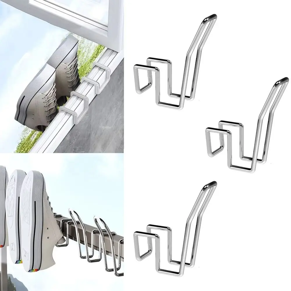 

5pcs/set Stainless Steel Shoe Hanger Reusable Space-saving Shoe Drying Rack Non-slip Multi-functional Hanger Hook