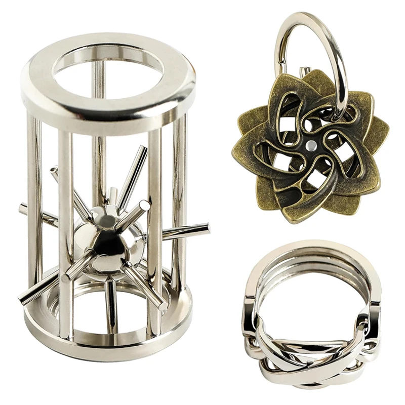 

Металлические головоломки, пазлы, 3 шт./компл., разблокировка из сплава, блокировка внимания, IQ, логический тест, развивающие игрушки, подарки для детей