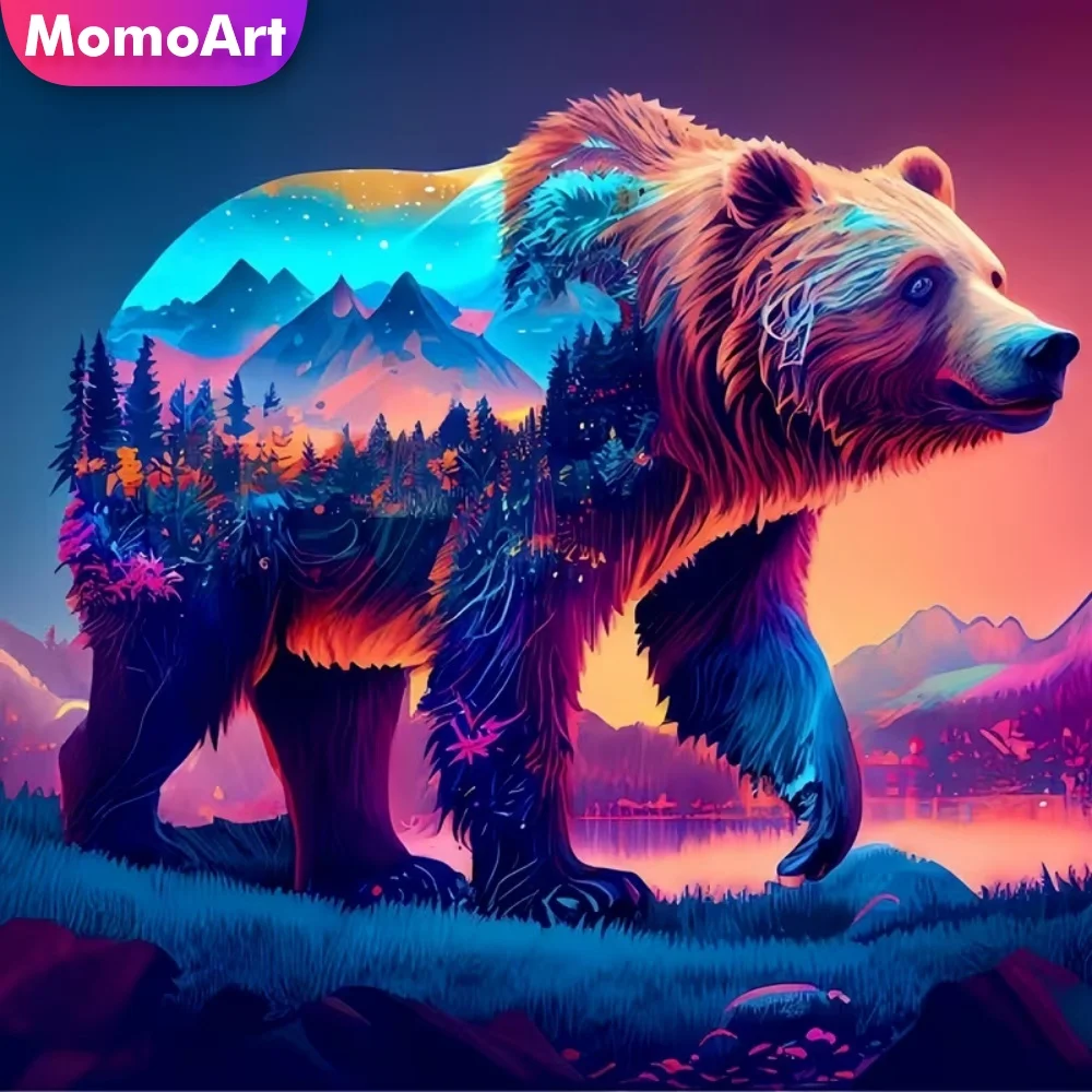 Momoart Diamant-Stickerei Bär Tier DIY Malerei Berg Abstrakt Neuerscheinung Diamant-Mosaik Heim Schlafzimmer Wandkunst