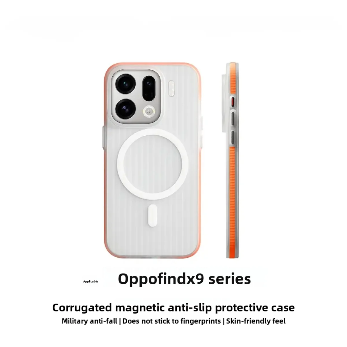 

Premium Anti-Slip Edge Corrugated Vertical Stripe Ice Fog Magnetic Phone Case for OPPO Find X9 Pro Protect Cover
